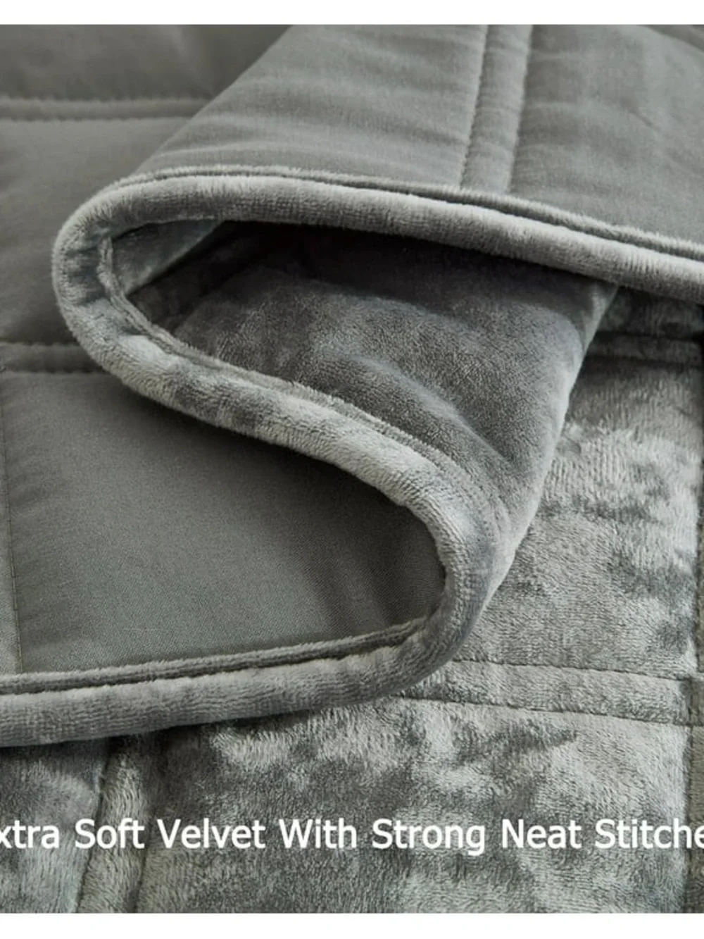 Oversized king 3 piece grey velvet quilt set